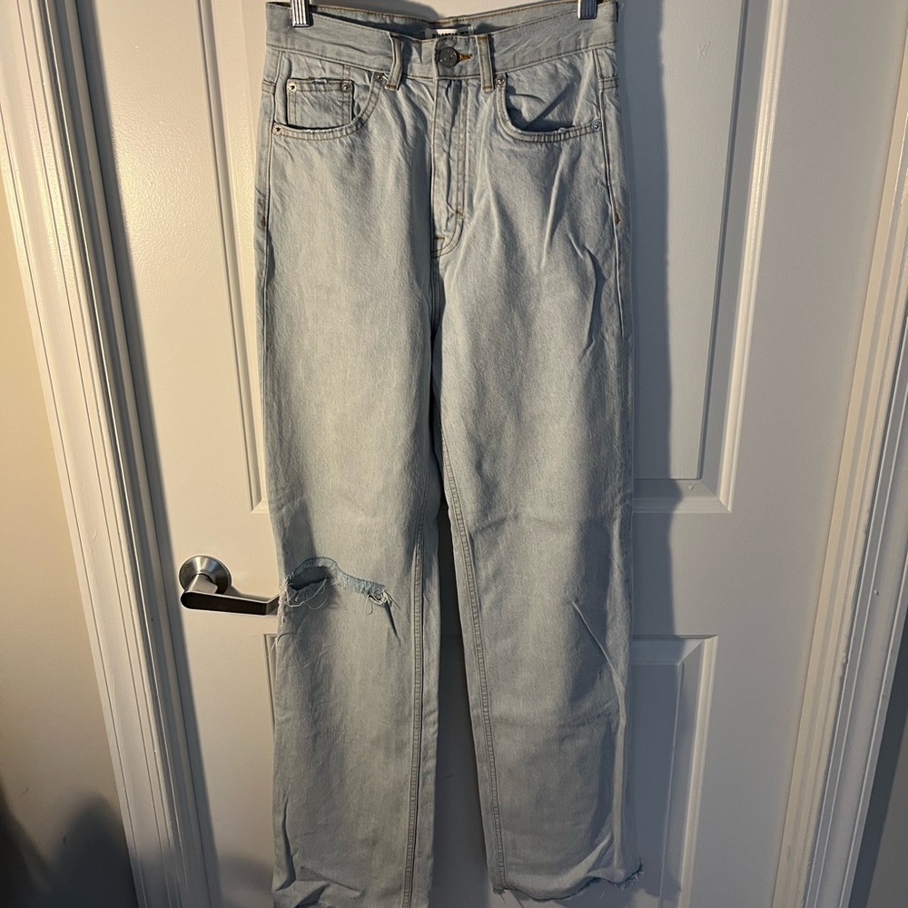 Pull&Bear | Wide Leg High Waisted Light Blue Jeans